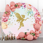 Lofaris Gold Butterfly Fairy Happy Birthday Circle Backdrop